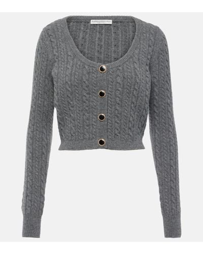Alessandra Rich Cable-knit Wool Cardigan - Gray