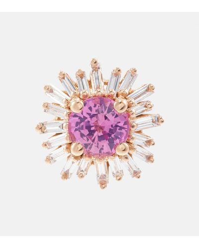 Suzanne Kalan One Of A Kind 18kt Rose Gold Earrings With Sapphires And Diamonds - Pink