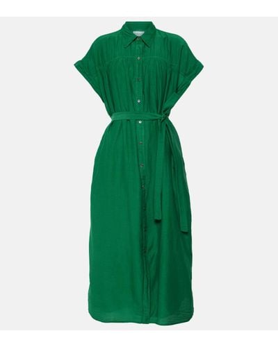 Velvet Marla Cotton And Silk Shirt Dress - Green