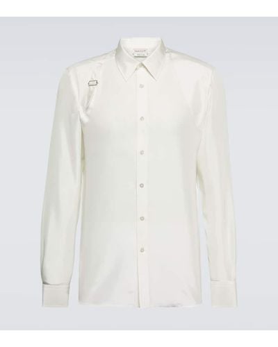 Alexander McQueen Camisa de seda oversized - Blanco