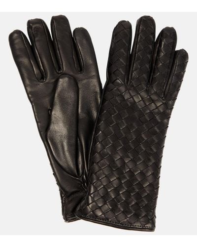 Bottega Veneta Intrecciato Leather Gloves - Black