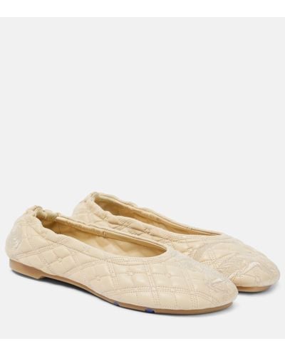 Burberry Ekd Quilted Leather Ballet Flats - Natural