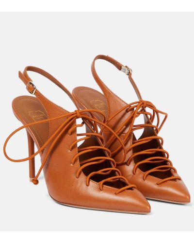 Malone Souliers Alessandra Leather Slingback Pumps - Brown