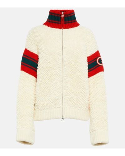 Gucci Bomber in teddy di misto lana - Bianco