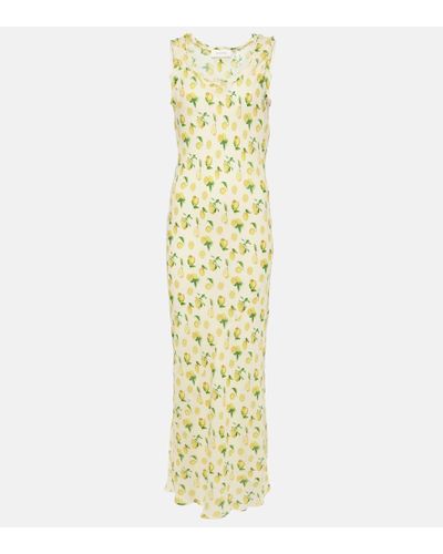 Sportmax Tonale Printed Silk Maxi Dress - Metallic