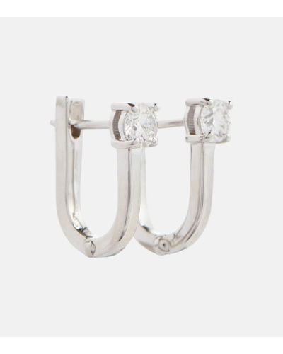 Melissa Kaye Aria U Huggie 18kt White Gold Hoop Earrings With Diamonds