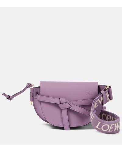 Loewe Gate Dual Mini Leather Crossbody Bag - Purple