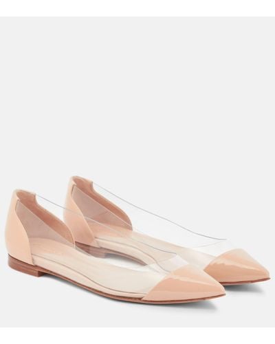 Gianvito Rossi Plexi Leather And Pvc Ballet Flats - Pink