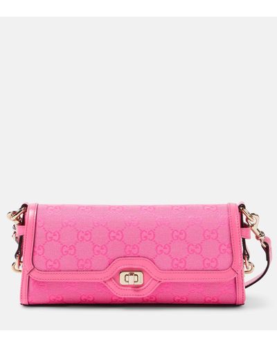 Gucci GG Small Leather-trimmed Crossbody Bag - Pink