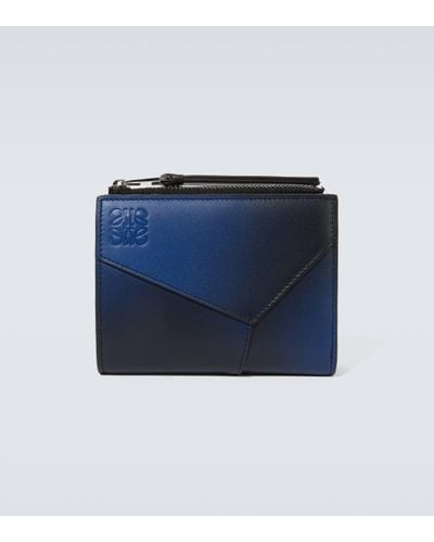 Loewe Puzzle Slim Leather Wallet - Blue