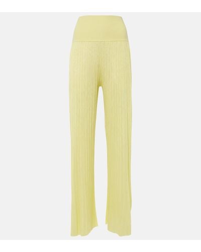 Alaïa Pleated High-rise Jersey Straight Trousers - Yellow