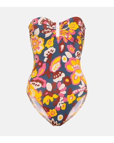 Eres Goyave Strapless Floral Swimsuit - Orange