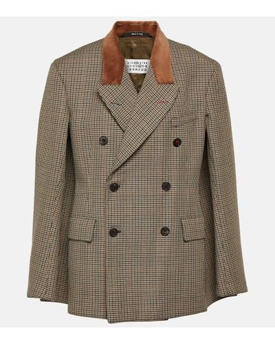 Maison Margiela Houndstooth Wool Blazer - Green