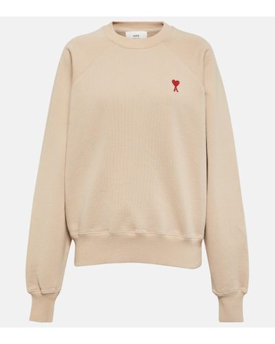 Ami Paris Ami De Cour Cotton Jersey Sweatshirt - Natural