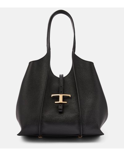 Tod's T Timeless Small Leather Tote Bag - Black