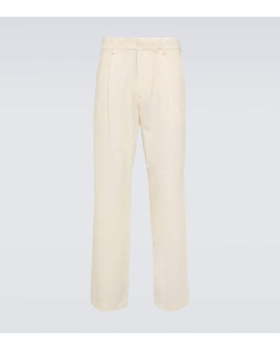 AURALEE Cotton And Silk Straight Pants - Natural