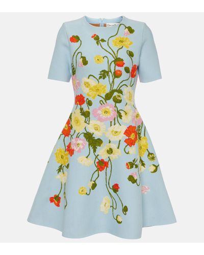 Oscar de la Renta Floral Jacquard Minidress - White