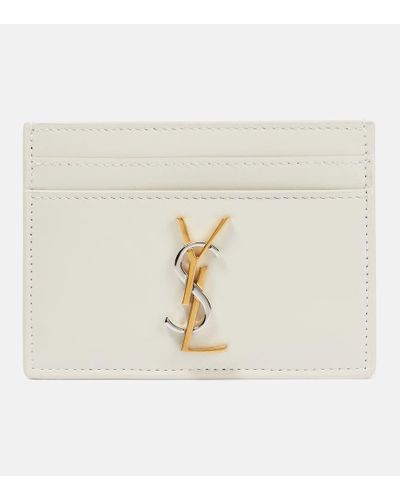 Saint Laurent Cassandre Leather Card Holder - Natural