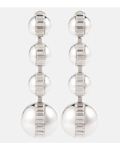 Saint Laurent Pendientes de clip oversized con cristales - Blanco