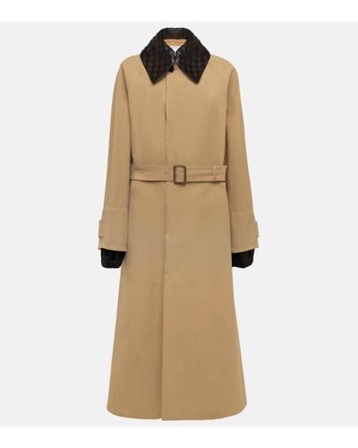 Bottega Veneta Trench-coat en cuir et coton melange - Neutre
