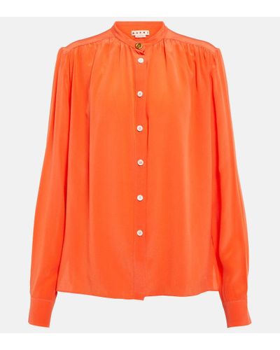 Marni Button-down Silk Blouse - Orange