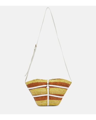 Altuzarra Watermill Striped Raffia Crossbody Bag - White