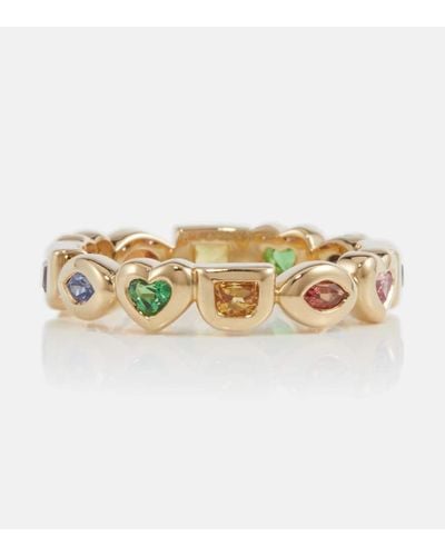 Robinson Pelham Eye Love You Mini 18kt Gold Ring With Sapphires And Tsavorites - Metallic