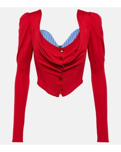 Vivienne Westwood Top Bea in lana e seta drappeggiata - Rosso