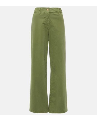 Nili Lotan Megan High-rise Cotton Wide-leg Pants - Green