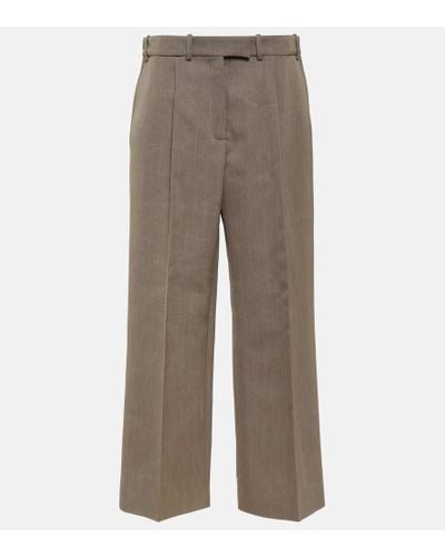 The Row Roan Wool And Silk Wide-leg Pants - Gray