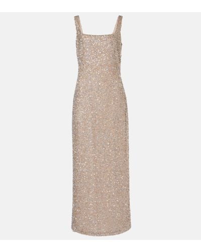 Costarellos Harper Sequined Gown - Natural