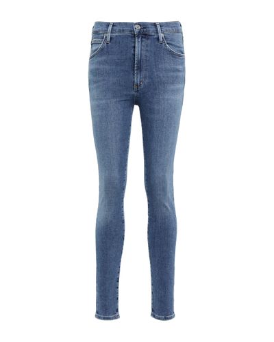 Citizens of Humanity Jean skinny Chrissy a taille haute - Bleu