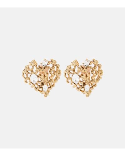 Oscar de la Renta Coral Heart Embellished Clip-on Earrings - White