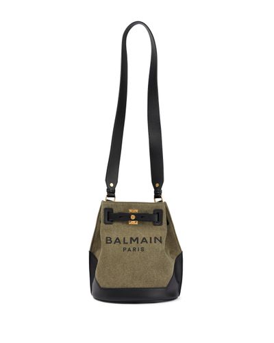 Balmain B-Army Bucket-Bag Medium aus Canvas - Grün