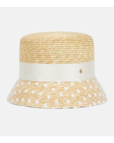 Maison Michel Mini Kendall Straw Boater Hat - Natural