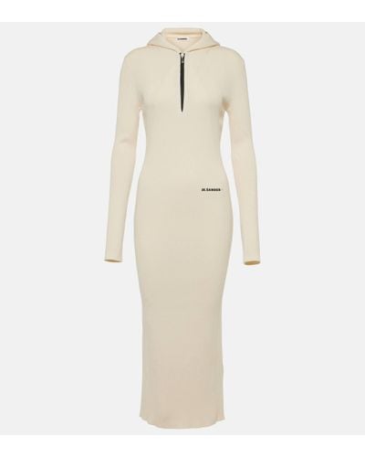 Jil Sander Wool-blend Midi Dress - Natural