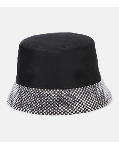 Prada Sombrero de pescador Re-Nylon con cristales - Negro