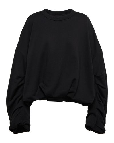 Dries Van Noten Ruched Cotton Jersey Sweatshirt - Black
