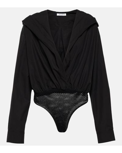 Alaïa Hooded Cotton Bodysuit - Black