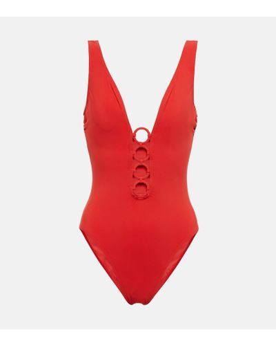 Karla Colletto Morgan V-neck Swimsuit - Red