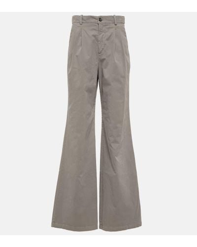 Nili Lotan Flavie Cotton-blend Wide-leg Pants - Gray