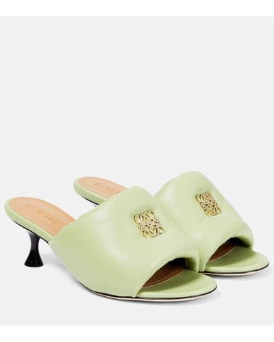Loewe Anagram Padded Leather Mules - Yellow
