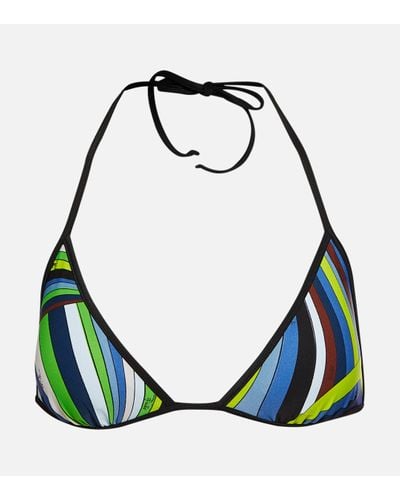 Emilio Pucci Haut de bikini triangle imprime - Vert
