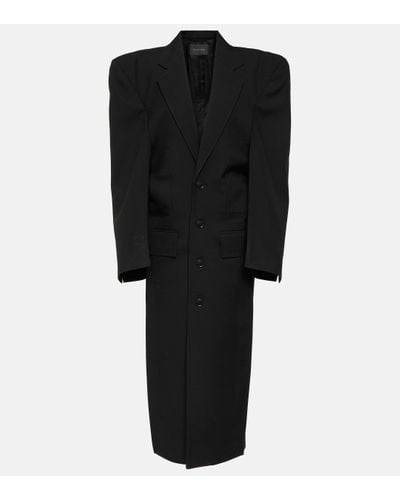 Balenciaga Cut Away Oversized Virgin Wool Coat - Black
