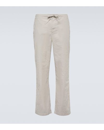 Frescobol Carioca Mendes Linen-blend Straight Trousers - Grey