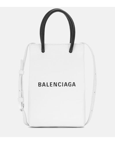 Balenciaga Tote Shopping Phone aus Leder - Weiß