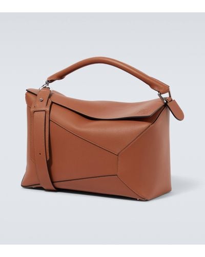 Loewe Puzzle Large Leather Shoulder Bag - Brown