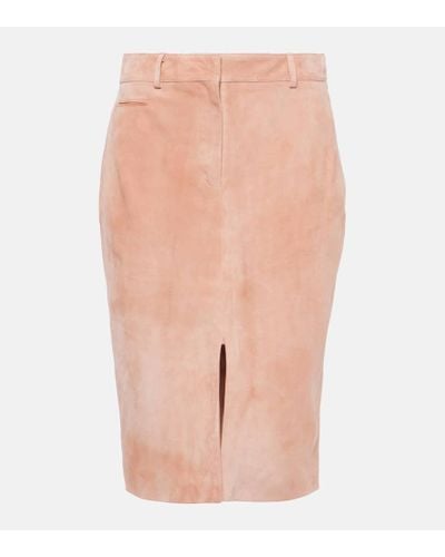 Tom Ford High-rise Suede Pencil Skirt - Pink