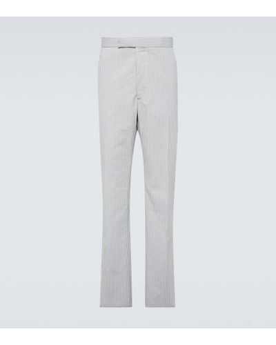Thom Browne Striped Low-rise Cotton Chinos - Gray