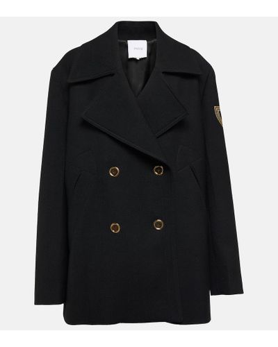 Patou Embroidered Virgin Wool Peacoat - Black